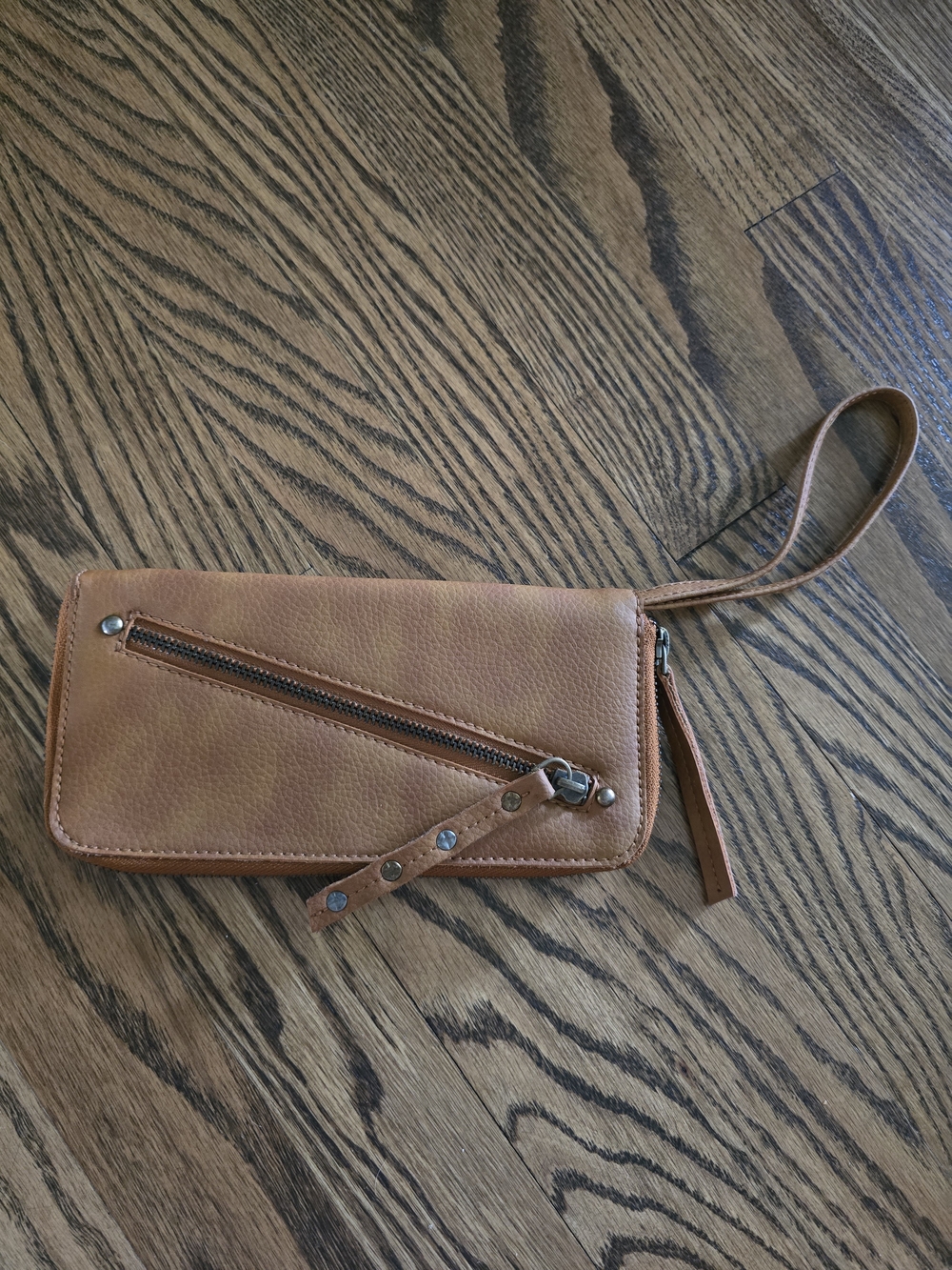 Free People Tan Leather Wristlet Wallet
